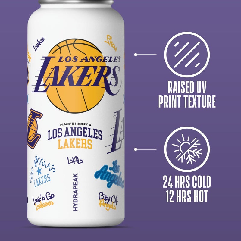 Hydrapeak x NBA Officially Licensed Los Angeles Lakers 32oz Active Water Bottle Chug Lid Stainless Steel Reusable Double Wall Celebrating The City Of Los Angeles - Image 2
